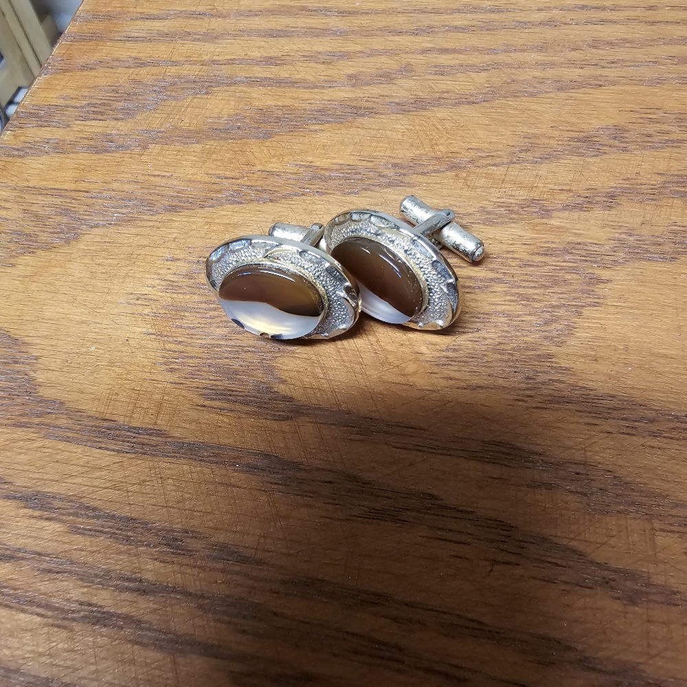 Gold, Red, & MOP Cuff Links